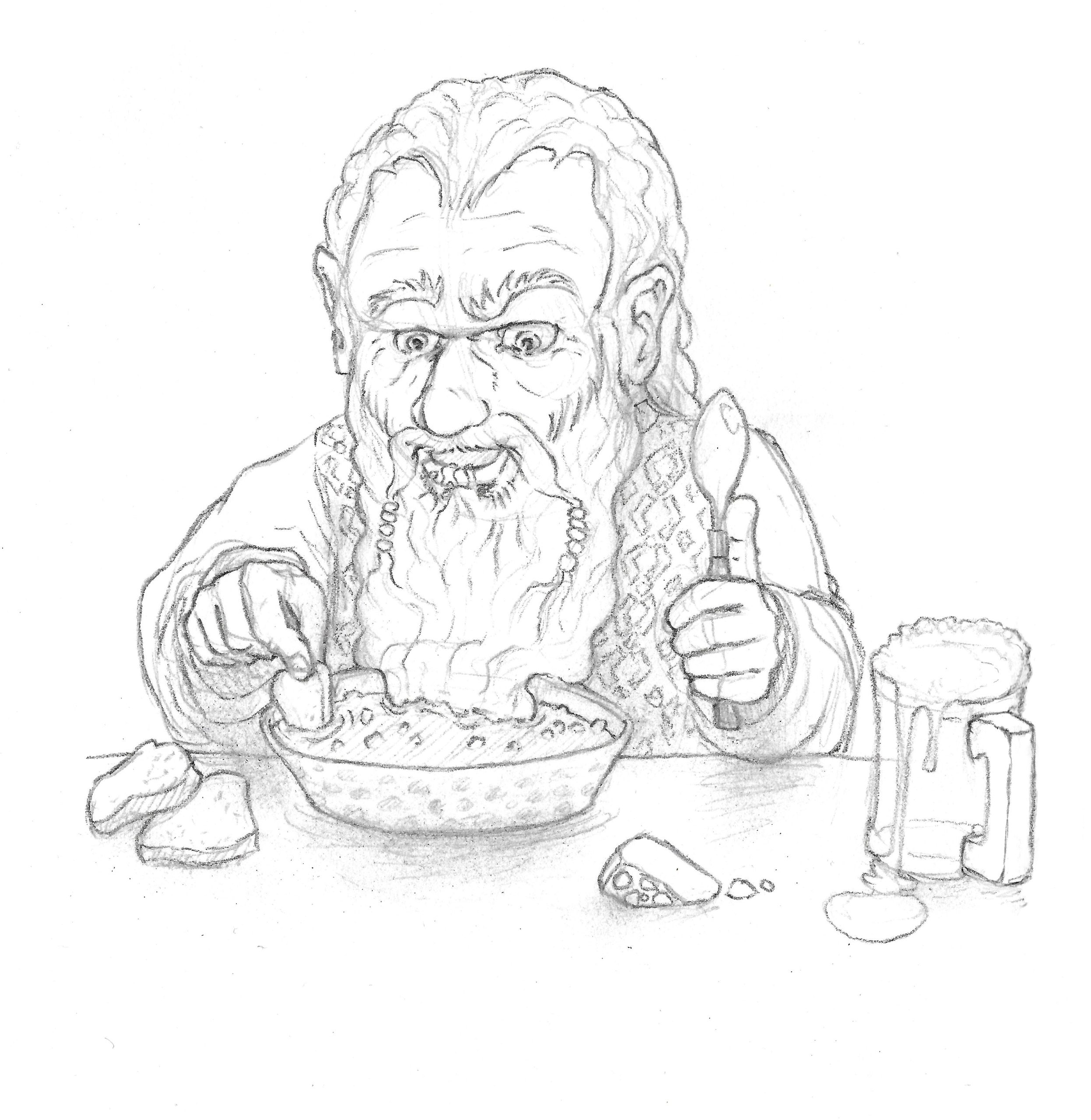 Dwarf at dinner